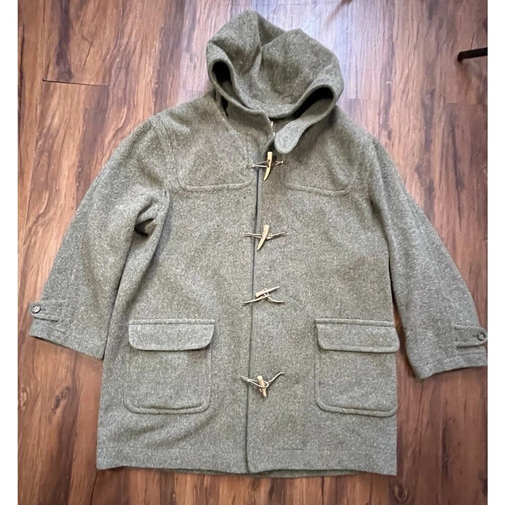 Vintage Calvin Klein Sport wool duffle coat with Faux Tooth toggles green XL,USA
